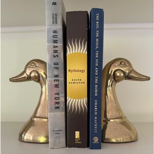 Vintage MCM brass duck bookends